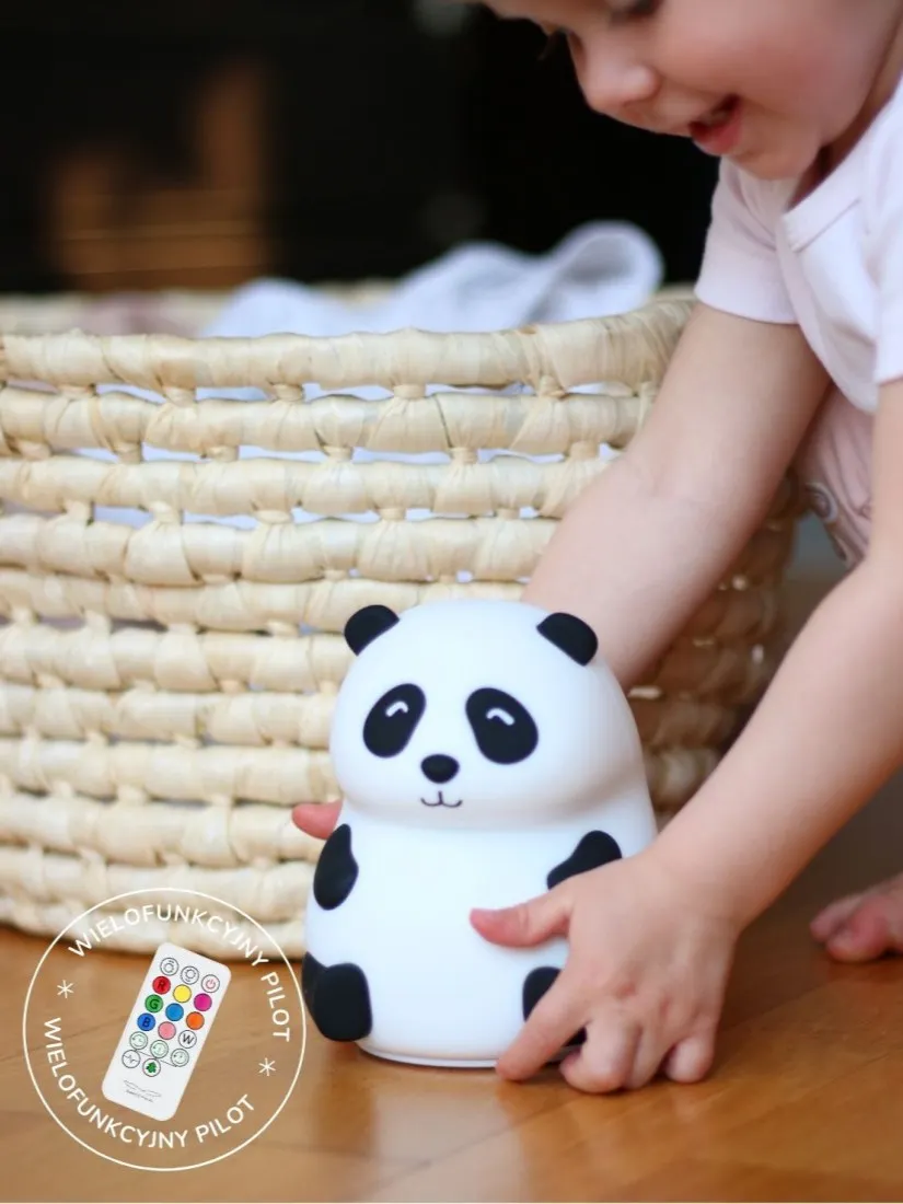 Rabbit & Friends - panda lampka silikonowa z pilotem biała