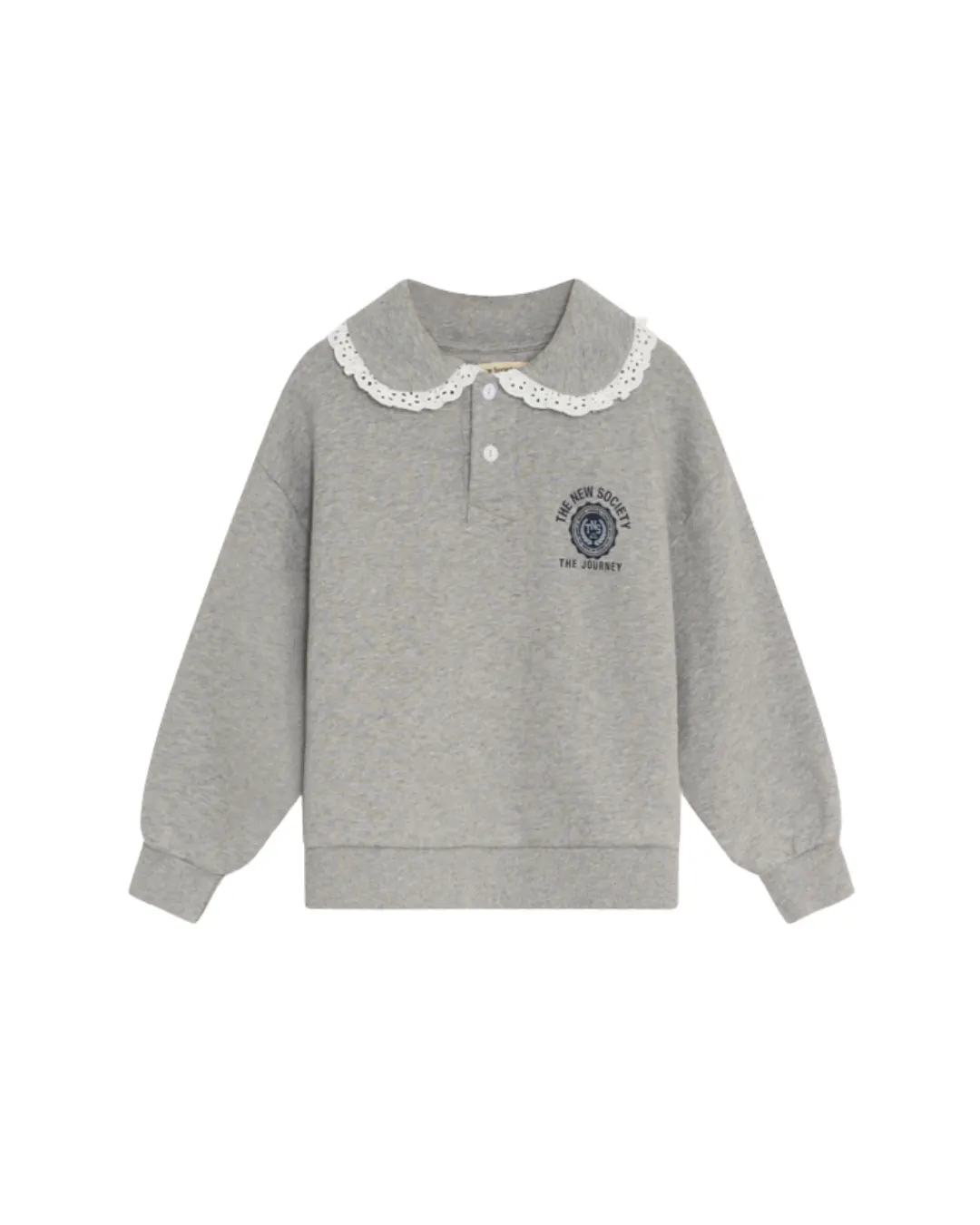 The New Society - bluza Ash Polo Mid Grey Melange The New Society - bluza Ash Polo Mid Grey Melange
