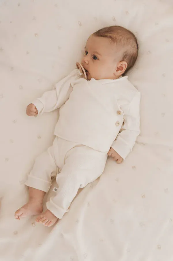 Bamboom - bambusowe prążkowane spodenki niemowlęce Pure białe