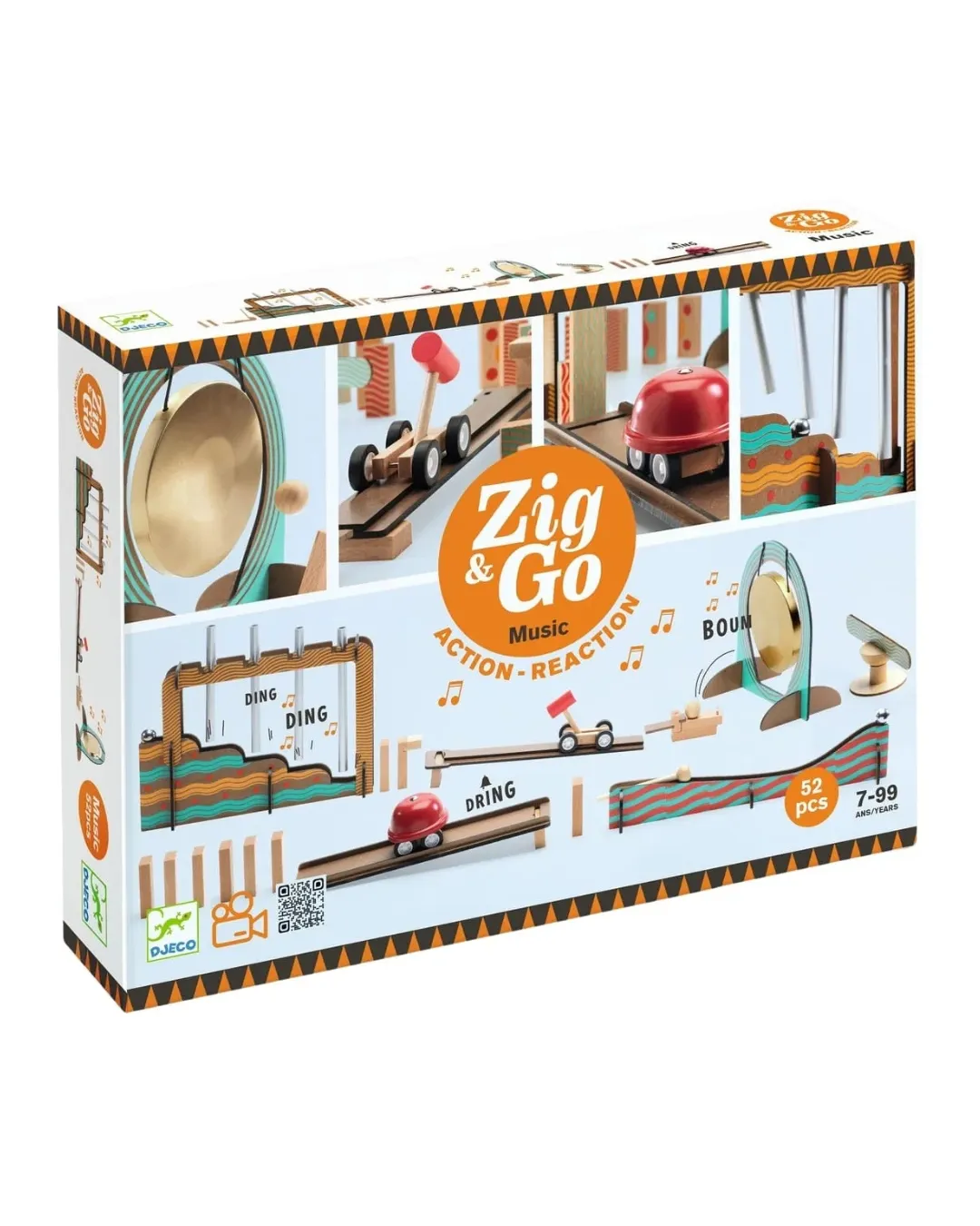 Djeco - zestaw drewniany dla dzieci Zig & Go - 52 elementy