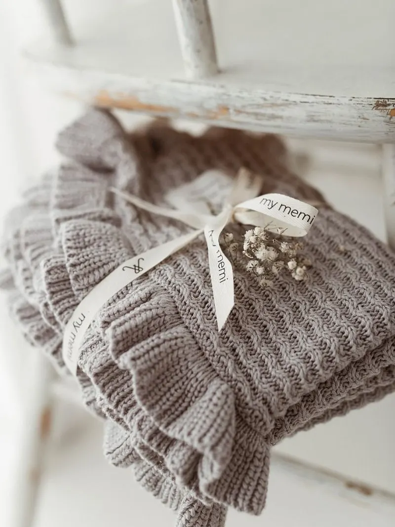 My Memi - kocyk bambusowy z falbanką 85x105 Light Grey My Memi - kocyk bambusowy z falbanką 85x105 Light Grey