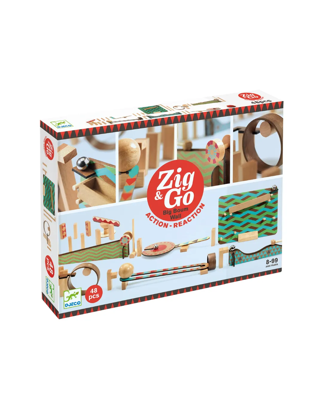 Djeco - zestaw drewniany dla dzieci Zig & Go - 48 elementów