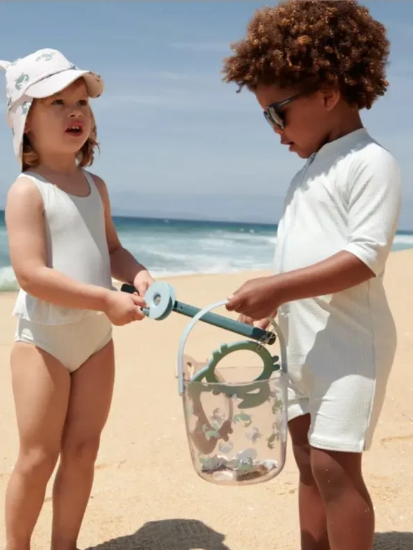 Liewood - strój kąpielowy jednoczęściowy UV Amara stripe pure sky creme de la creme