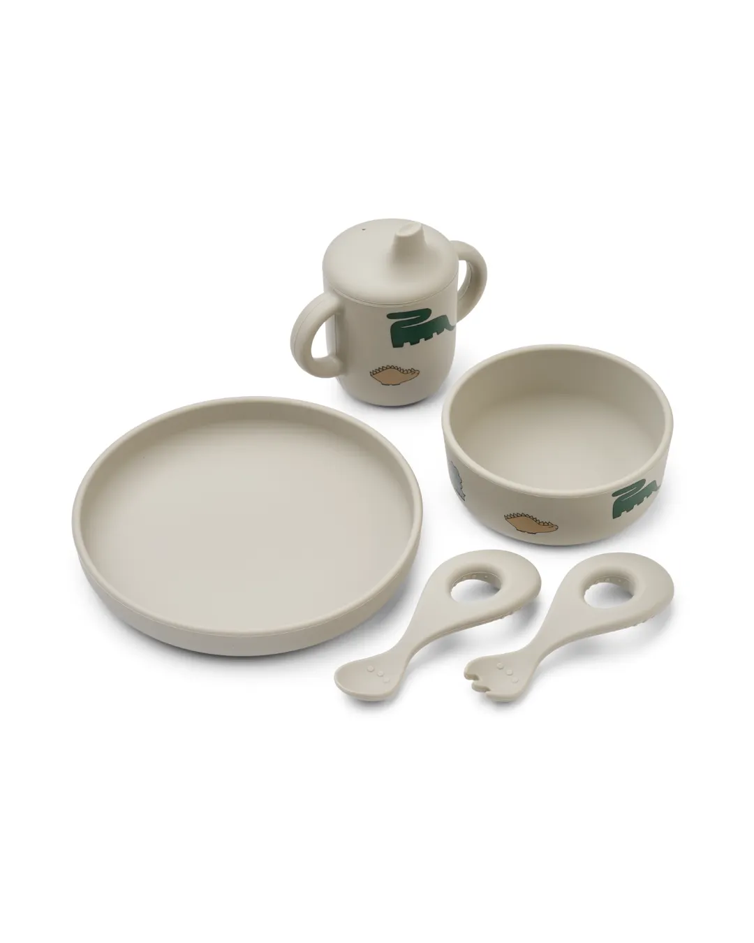 Liewood - zestaw niemowlęcy do karmienia Ryle Printed Tableware Set Dino