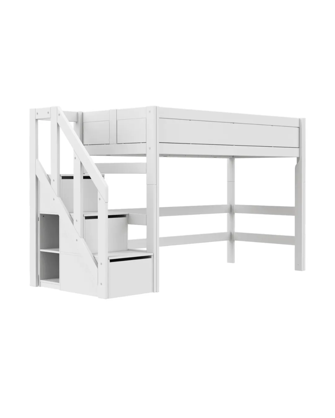 LIFETIME Kidsrooms - łóżko wysokie High Sleeper ze schodami White Deluxe