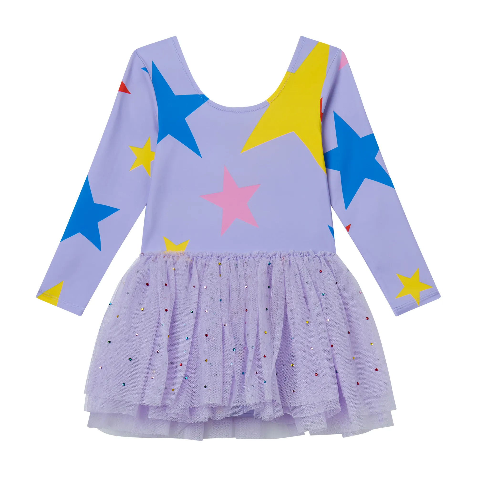 Stella McCartney - sukienka dla dziewczynki Star Print Tulle Skirt Long Sleeve Dress Stella McCartney - sukienka dla dziewczynki Star Print Tulle Skirt Long Sleeve Dress