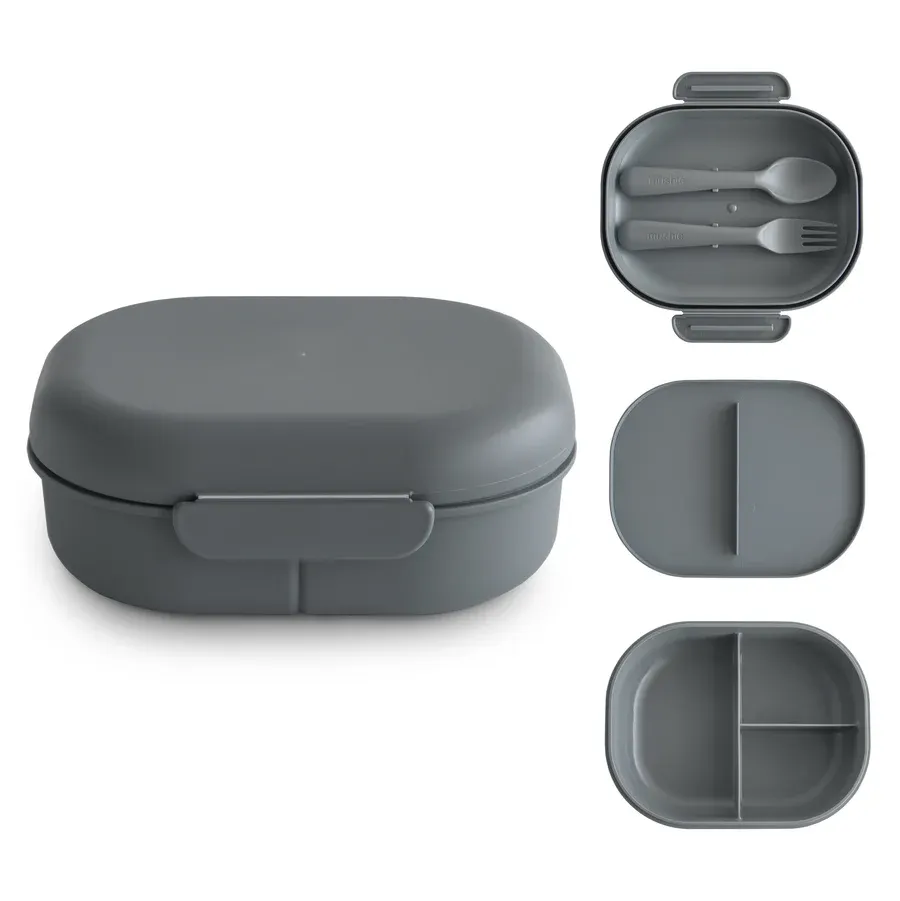 Mushie - lunchbox ze sztućcami Smoke Mushie - lunchbox ze sztućcami Smoke