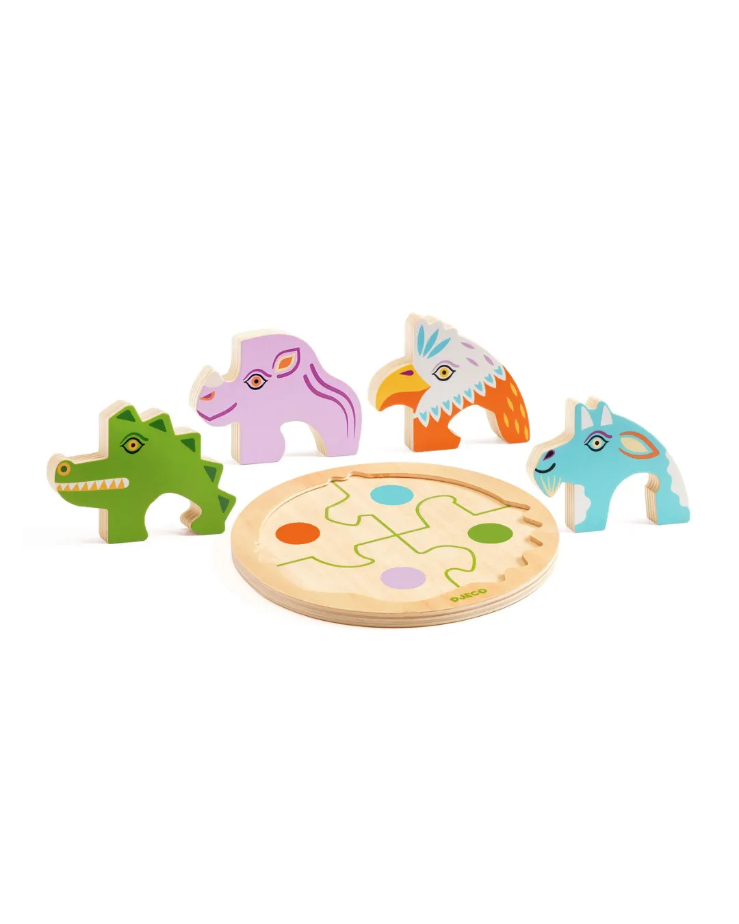 Djeco - drewniane okrągłe puzzle RONDO CROCO