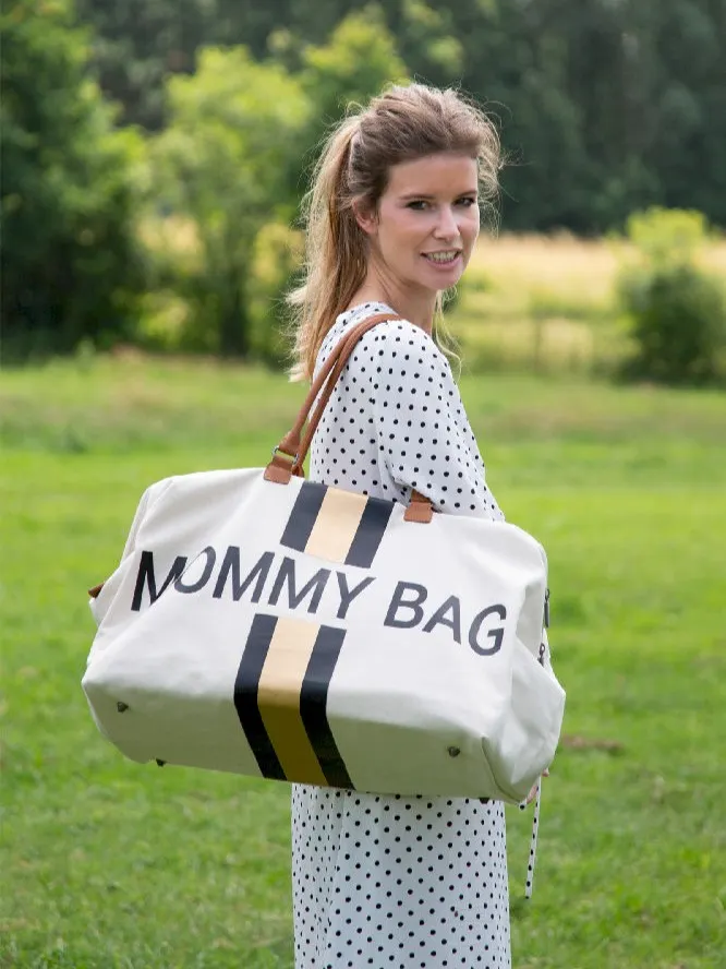 Childhome - Torba Mommy Bag Paski Czarno-Złote