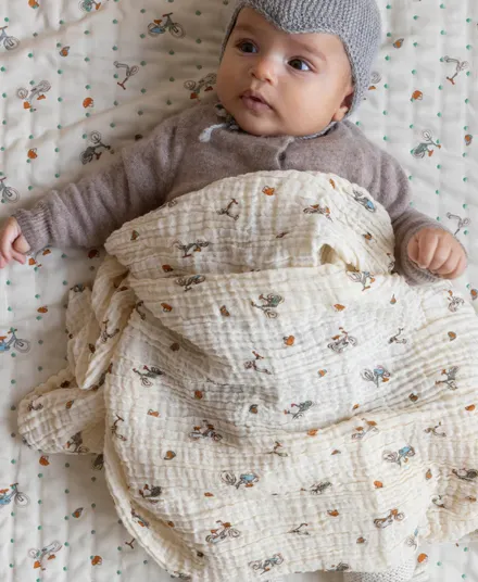 Cam Cam Copenhagen - muślinowy kocyk dla niemowląt GOTS Bicycles Cam Cam Copenhagen - muślinowy kocyk dla niemowląt GOTS Bicycles