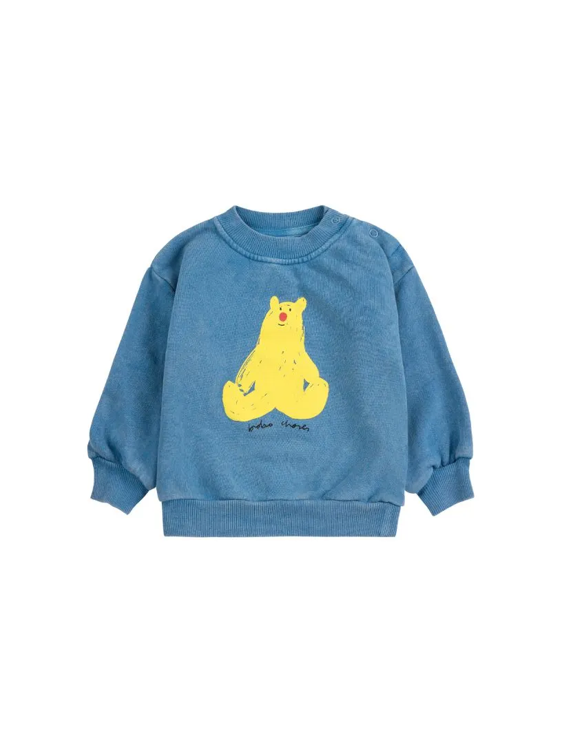 BOBO CHOSES - bluza dziecięca Hug Me Bear z nadrukiem misia blue niebieska
