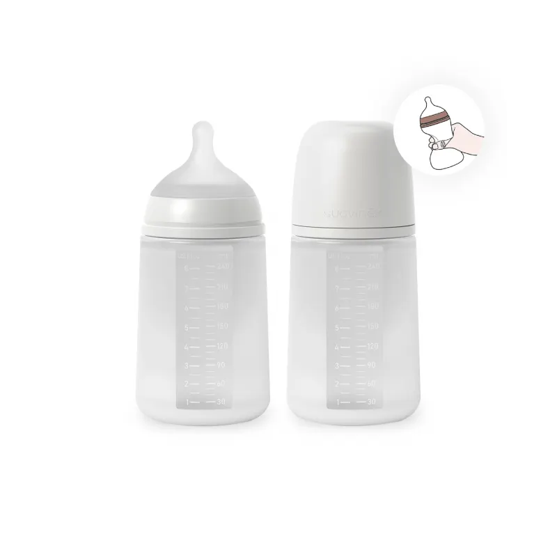 Suavinex - butelka silikonowa SX Pro średni przepływ 240 ml Colour Essence Transparentna