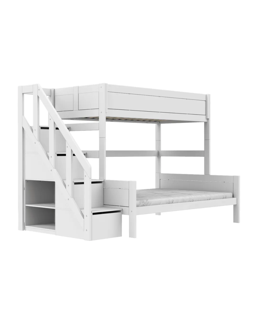 LIFETIME Kidsrooms - łóżko piętrowe Family 90/140x200 cm ze schodami White Premium LIFETIME Kidsrooms - łóżko piętrowe Family 90/140x200 cm ze schodami White Premium