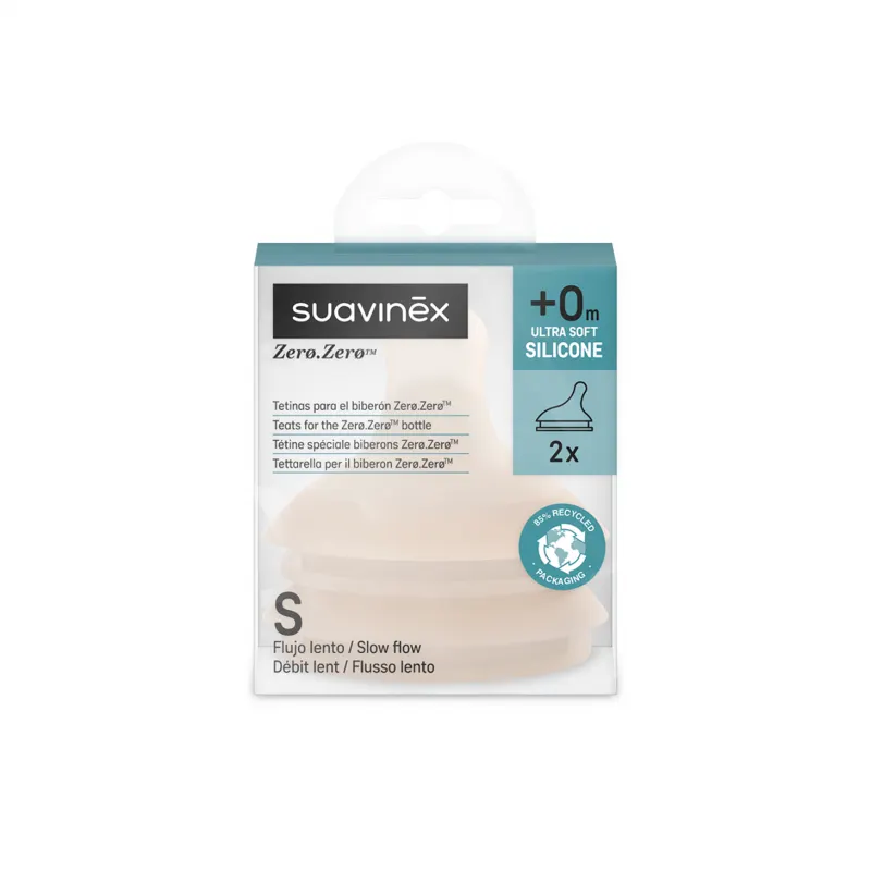 Suavinex - smoczki do butelek Zero Zero przepływ wolny S (2 szt.) Light