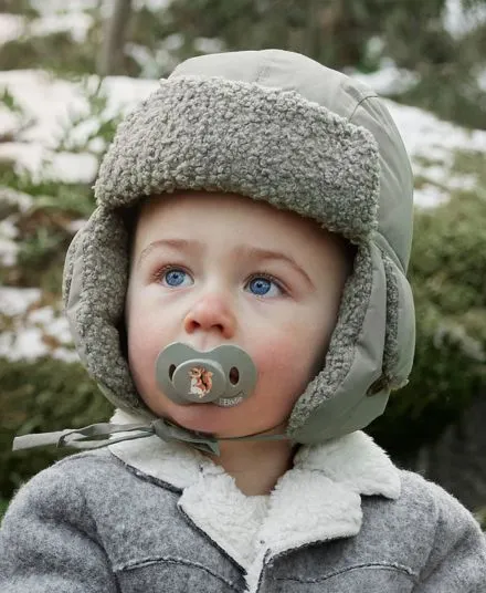 Elodie Details - ciepła zimowa czapka dziecięca wiązana Winter Bonet Hazy Jade