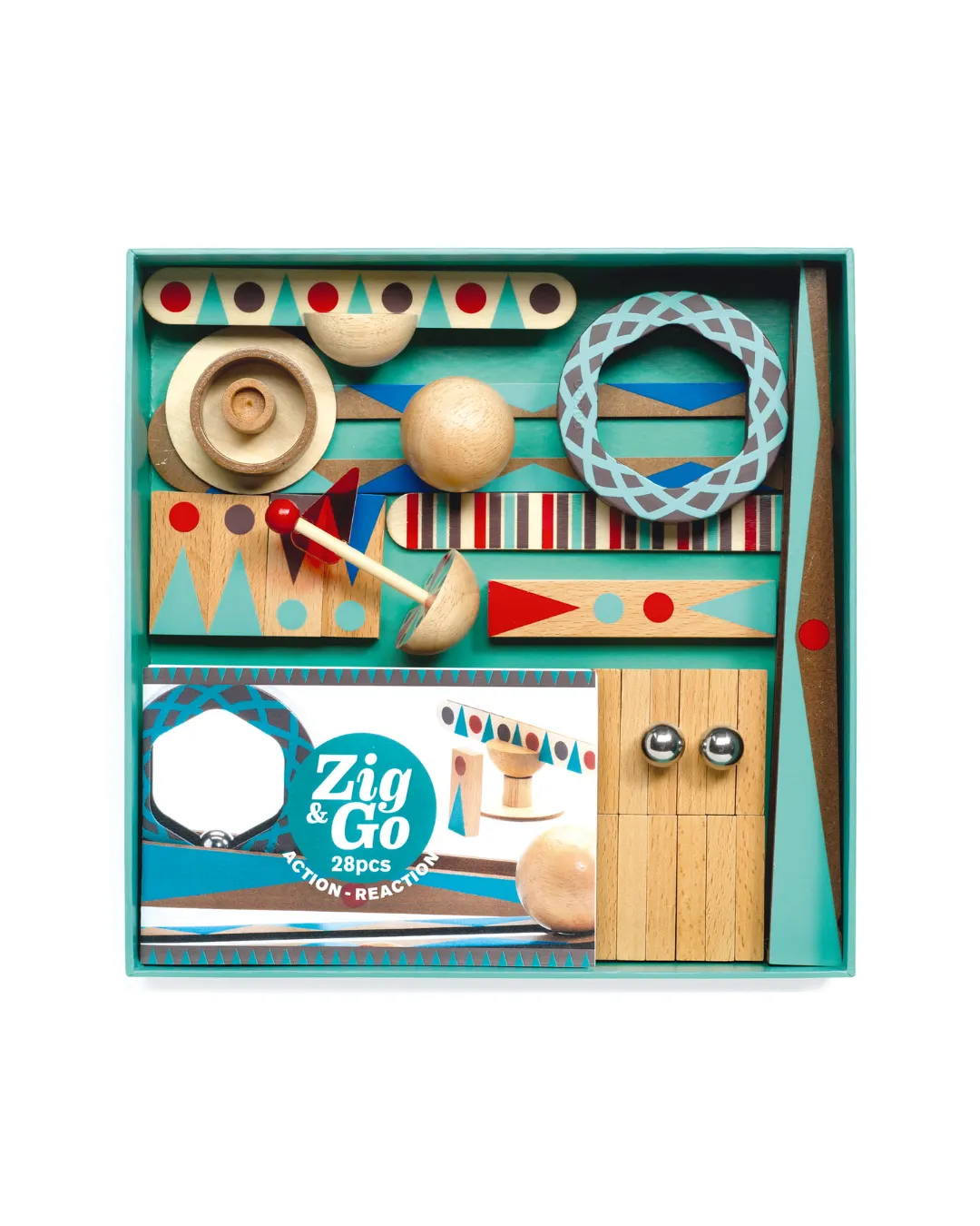 Djeco - zestaw drewniany dla dzieci Zig & Go - 28 elementów