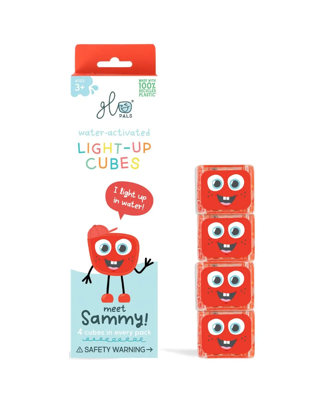 Glo Pals - zabawka do kąpieli czerwone kostki sensoryczne świecące w wodzie Sammy Glo Pals - zabawka do kąpieli czerwone kostki sensoryczne świecące w wodzie Sammy