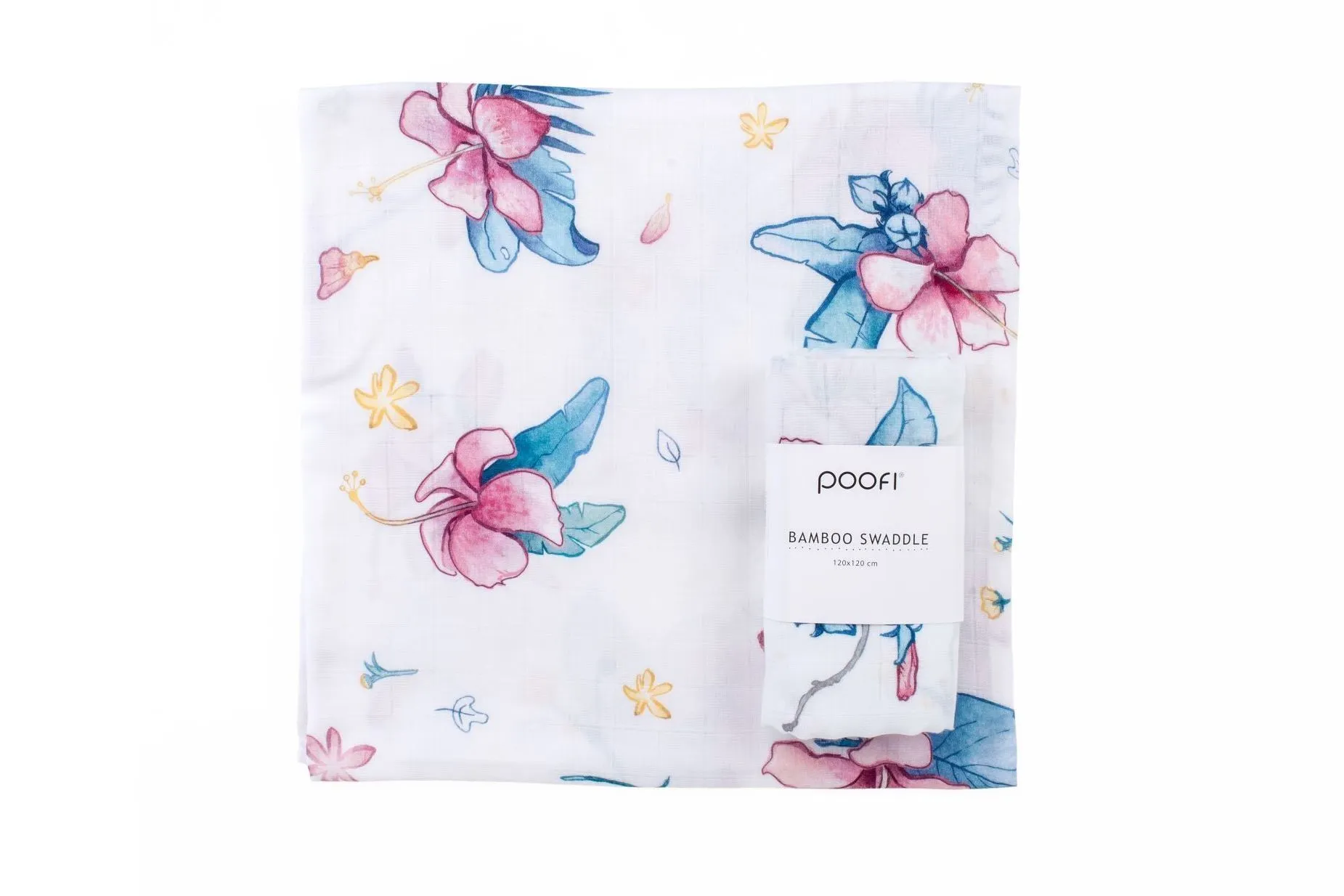 Poofi - otulacz bambusowy Tropical 120x120 Hibiskusy Poofi - otulacz bambusowy Tropical 120x120 Hibiskusy