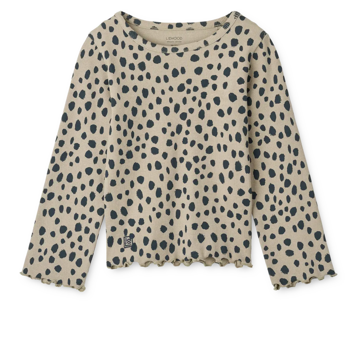 Liewood - prążkowana koszulka z długim rękawem Nieve Printed Leo spots / Mist