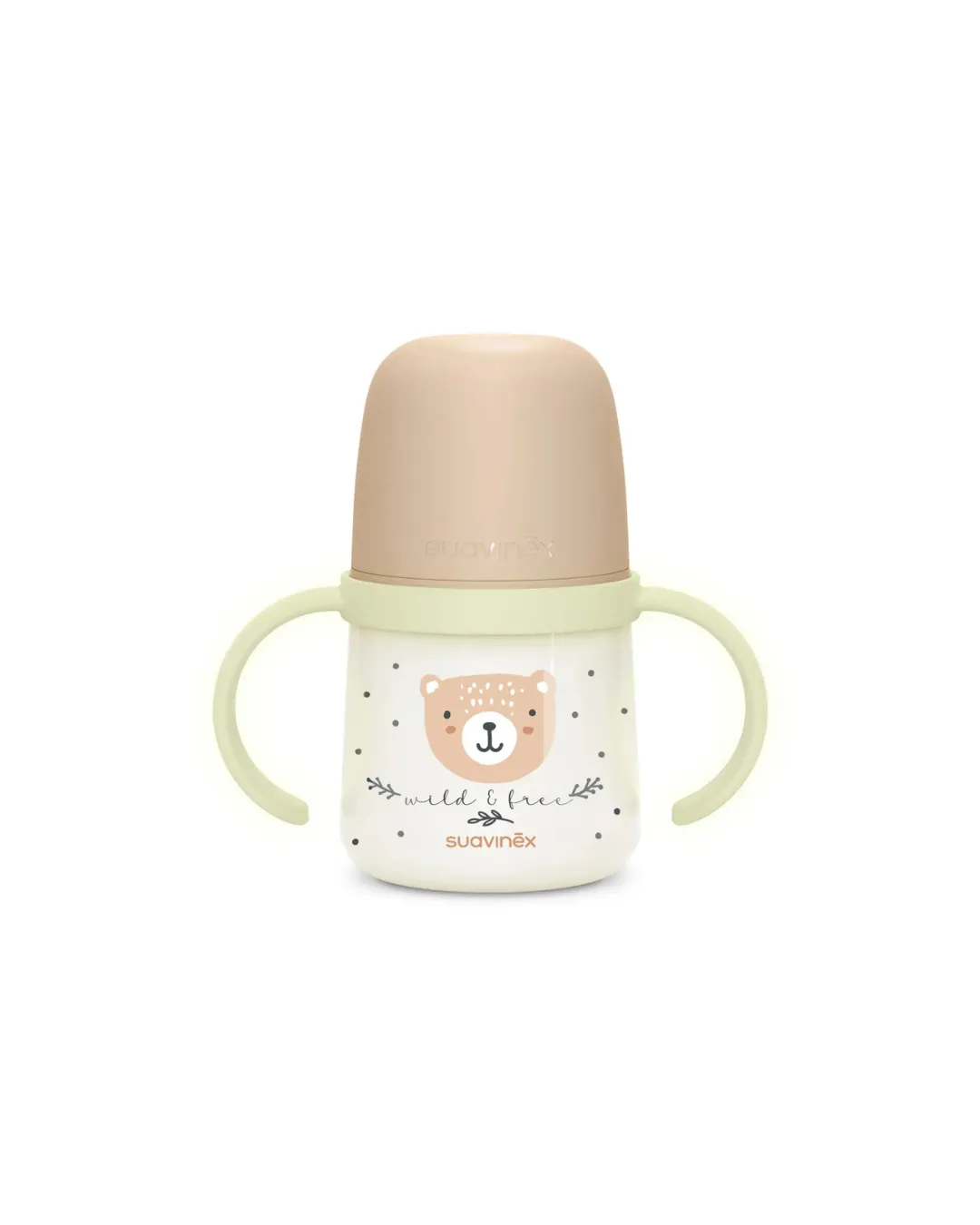Suavinex - pierwszy kubek z silikonowym ustnikiem 150 ml świecący Wild & Free beżowy Suavinex - pierwszy kubek z silikonowym ustnikiem 150 ml świecący Wild & Free beżowy