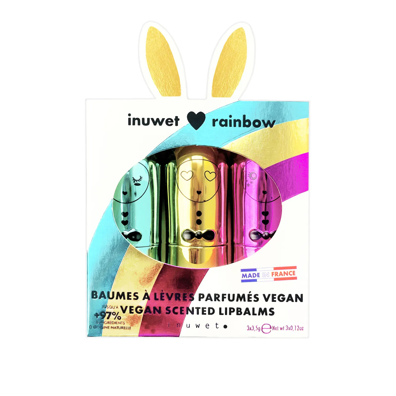 Inuwet - zestaw prezentowy trzech balsamów do ust dla dzieci Rainbow Inuwet - zestaw prezentowy trzech balsamów do ust dla dzieci Rainbow