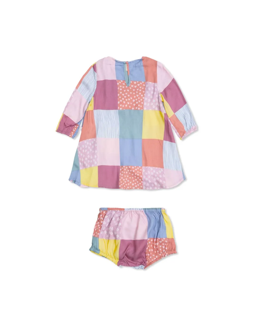 Stella McCartney - patchworkowa sukienka z ptaszkiem i falbankami Stella McCartney - patchworkowa sukienka z ptaszkiem i falbankami