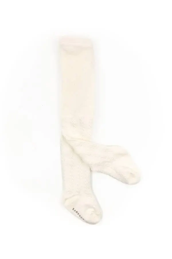 Bamboom - bambusowe rajstopy z ażurowym wzorem kremowe