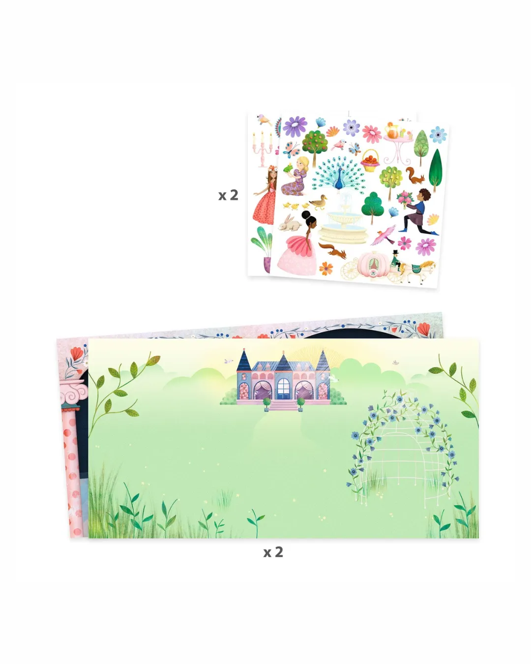 Djeco - książka z naklejkami wielokrotnego użytku Księżniczki