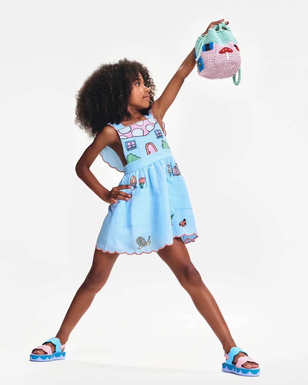 Stella McCartney - sukienka lniana na ramiączkach Light Blue Stella McCartney - sukienka lniana na ramiączkach Light Blue