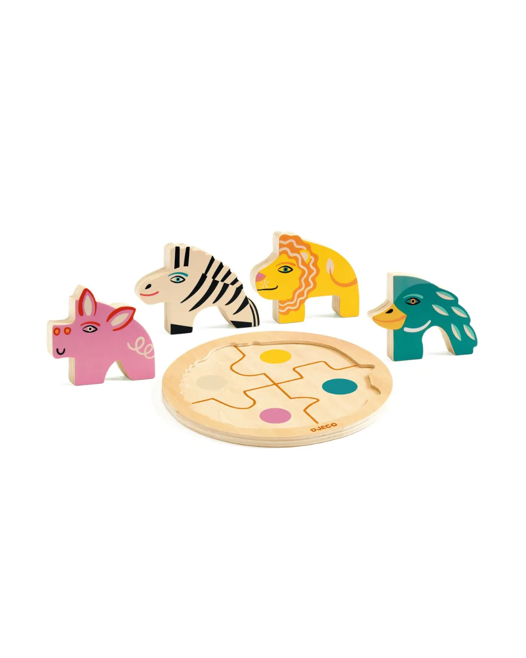 Djeco - drewniane okrągłe puzzle RONDO LEO