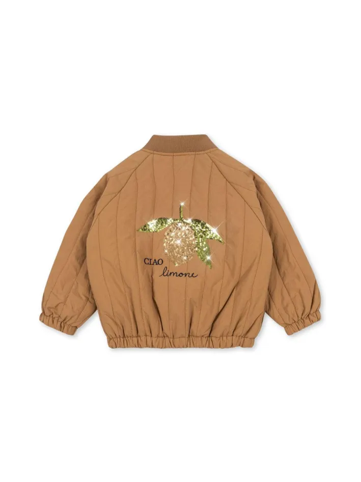 Konges Sløjd - pikowana kurtka bomberka Juno Sequin Bomber Jacket Tobacco Brown