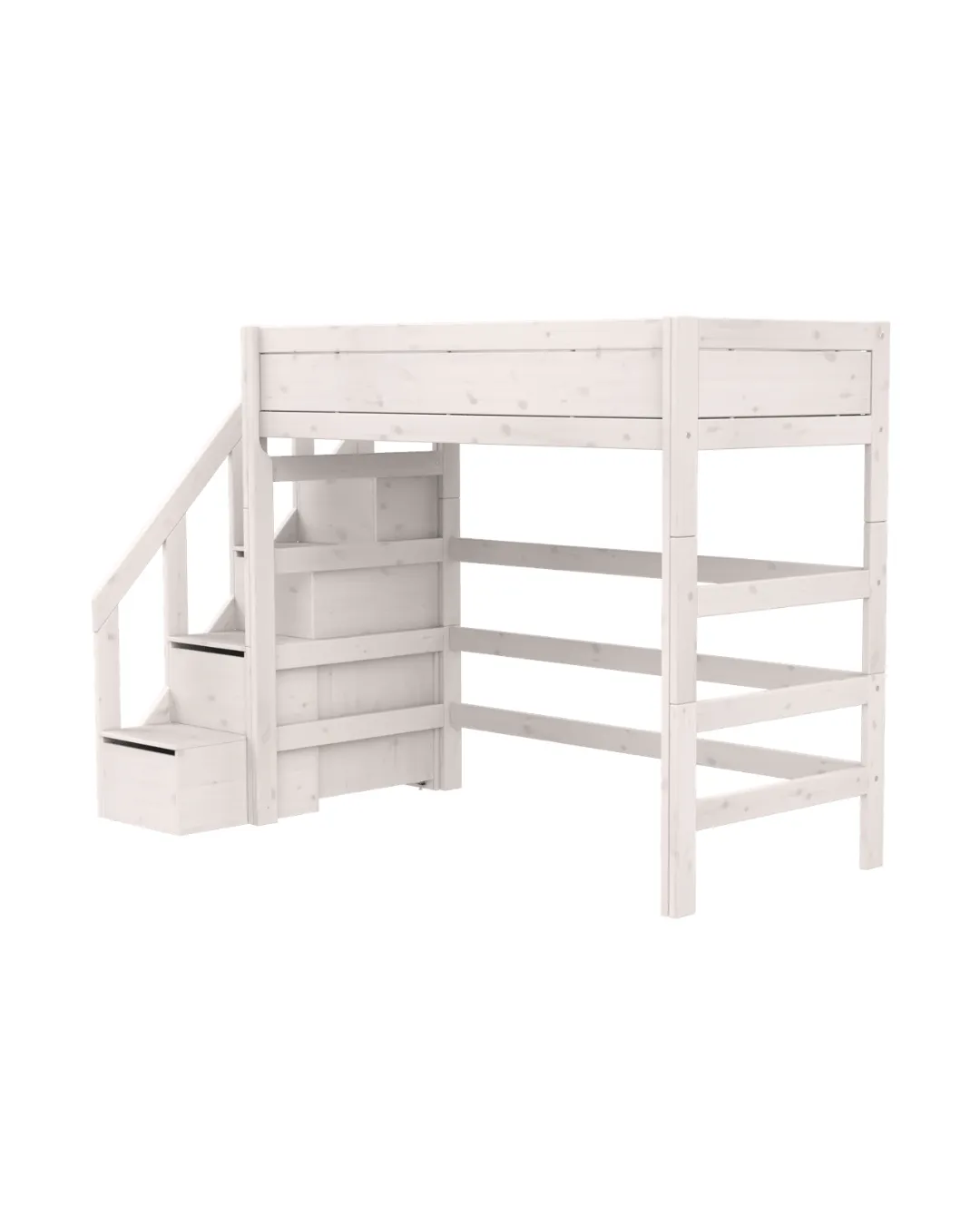 LIFETIME Kidsrooms - łóżko wysokie High Sleeper 177 cm ze schodami Whitewash Standard