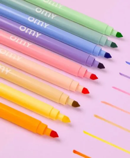 Omy - dwustronne pastelowe flamastry 9 sztuk Omy - dwustronne pastelowe flamastry 9 sztuk