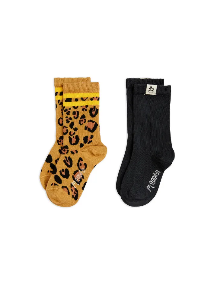 Mini Rodini - skarpetki 2-pak Basic Leopard Mini Rodini - skarpetki 2-pak Basic Leopard