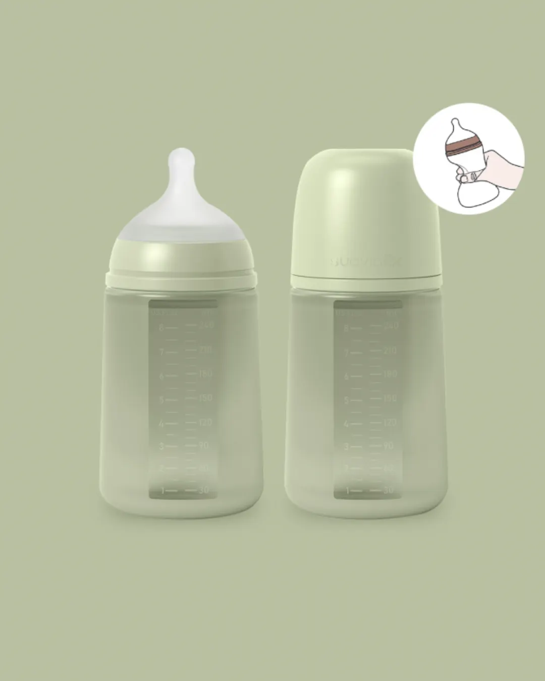 Suavinex - butelka silikonowa SX Pro średni przepływ 240 ml Colour Essence Zielona