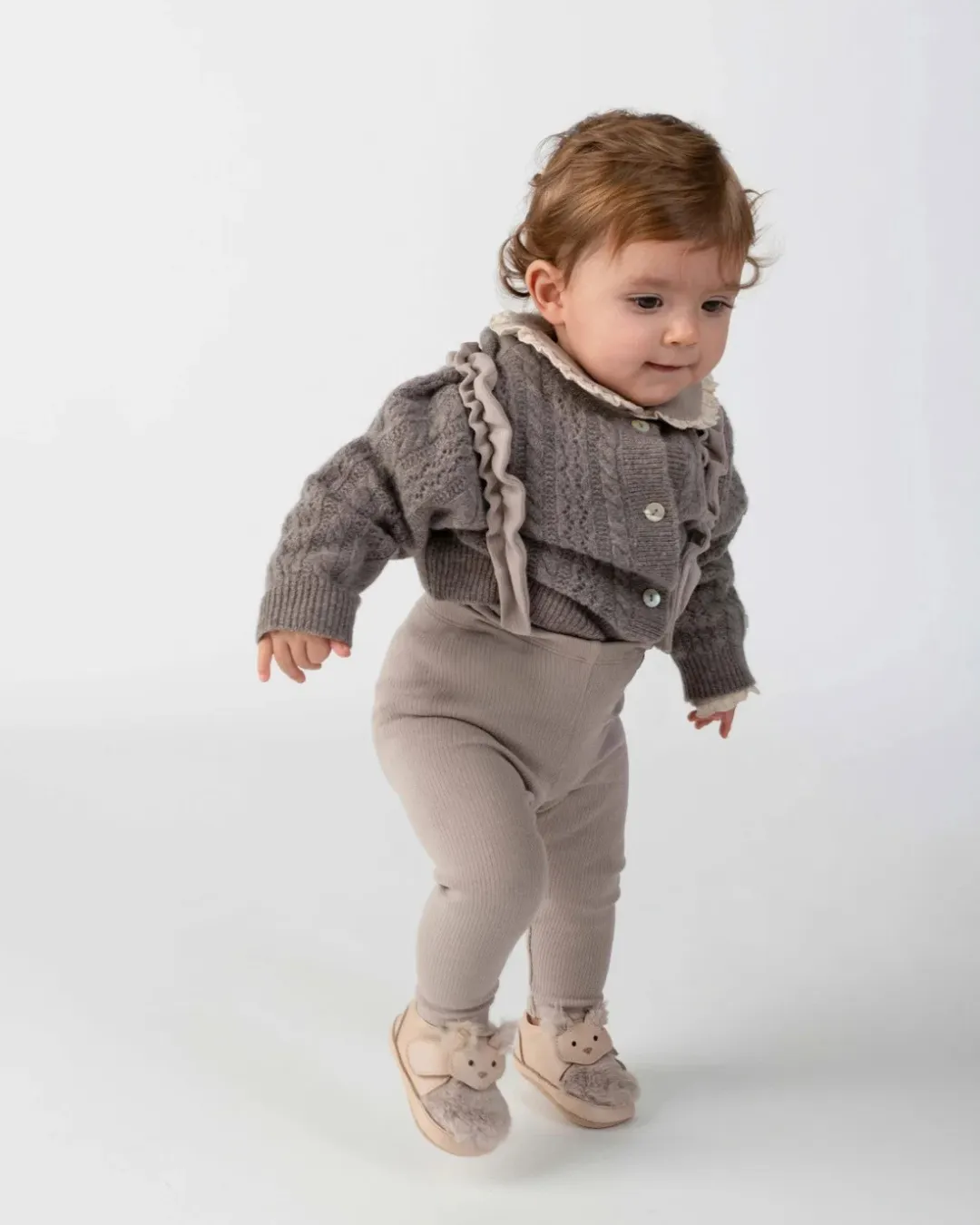 Donsje - legginsy z szelkami Enzi Leggings Grey Violet