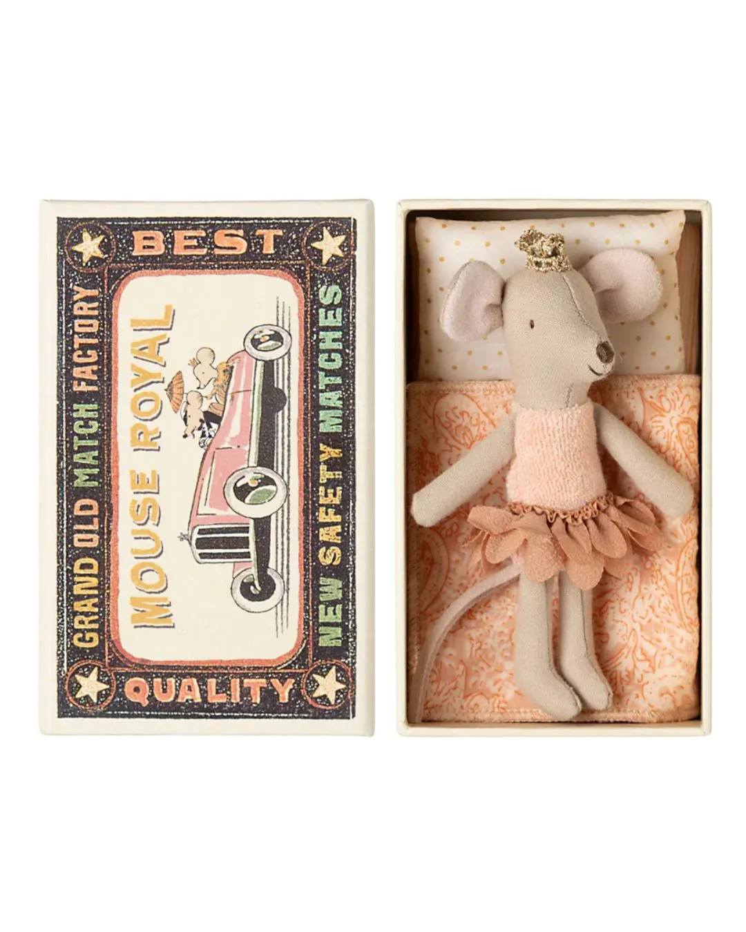 Maileg - Księżniczka Myszka Mała Siostrzyczka w pudełku po zapałkach 