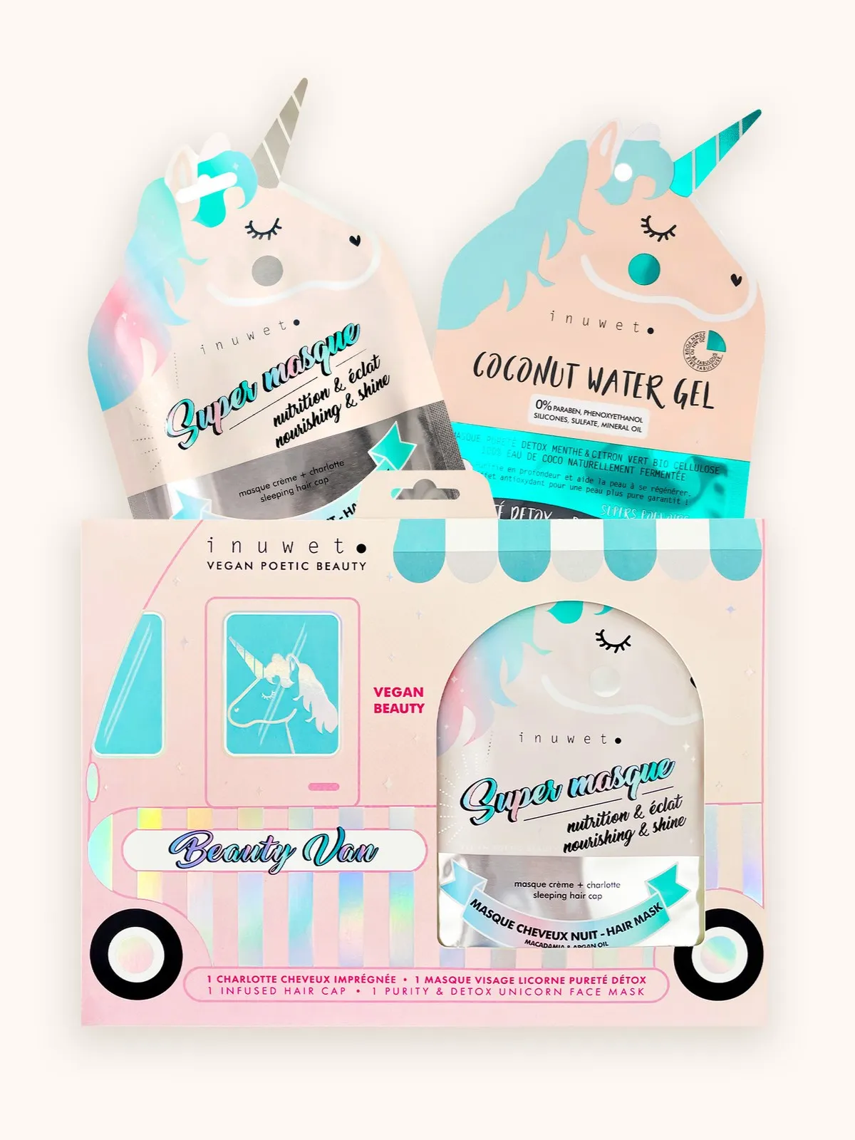 Inuwet - zestaw: odżywcza maska do włosów i detoksykująca maska do twarzy Inuwet - zestaw: odżywcza maska do włosów i detoksykująca maska do twarzy