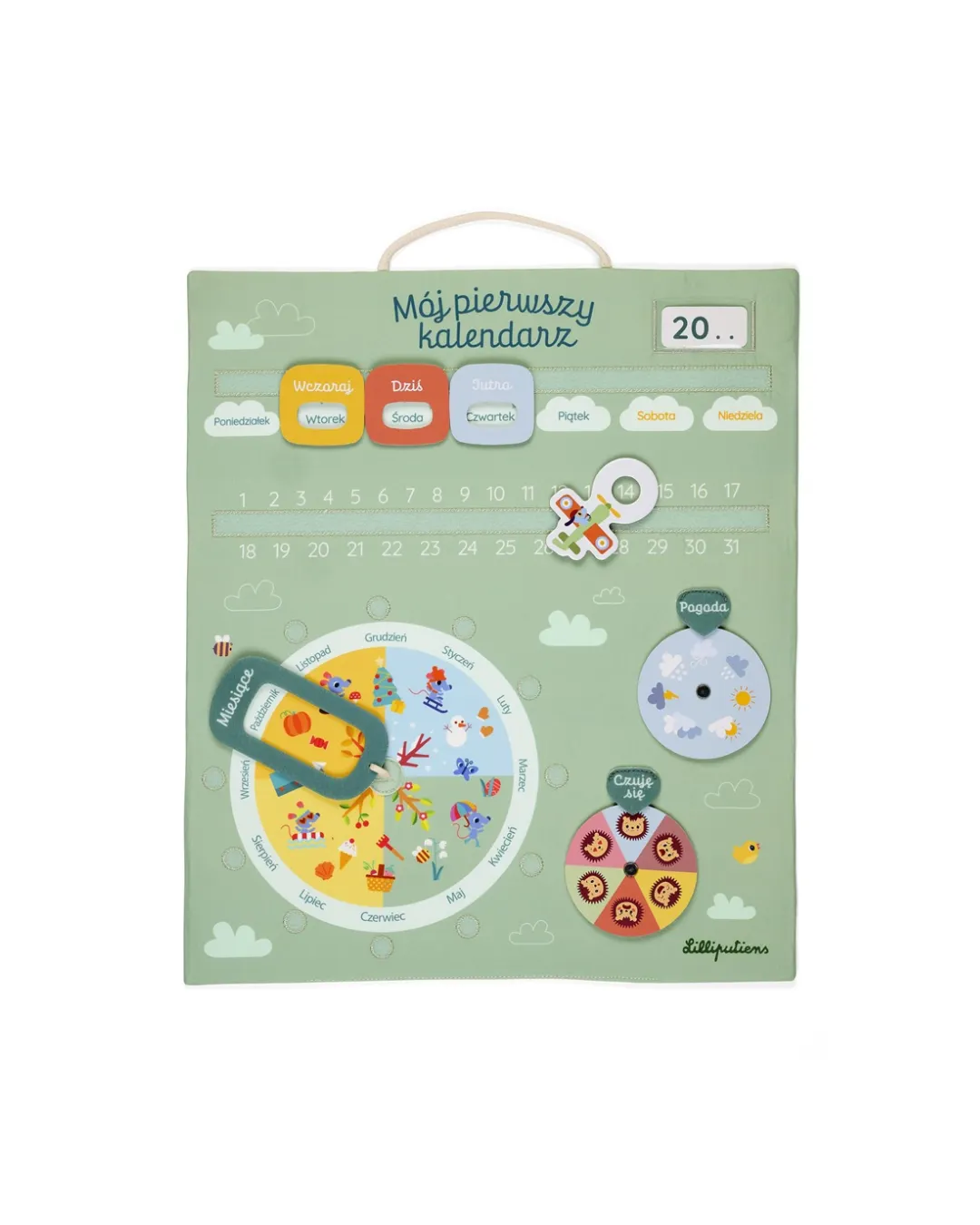 Lilliputiens - miękka tablica aktywizująca "Mój pierwszy kalendarz" Lilliputiens - miękka tablica aktywizująca "Mój pierwszy kalendarz"