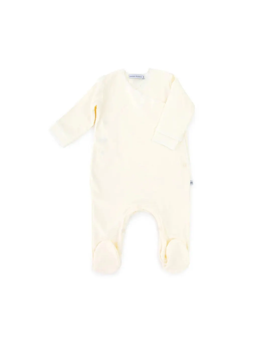 Bamboom - bambusowy pajacyk niemowlęcy ze stópkami Pure kremowy