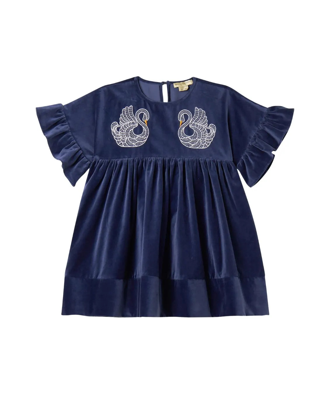 Stella McCartney - aksamitna sukienka z haftowanym łabędziem Swan Print