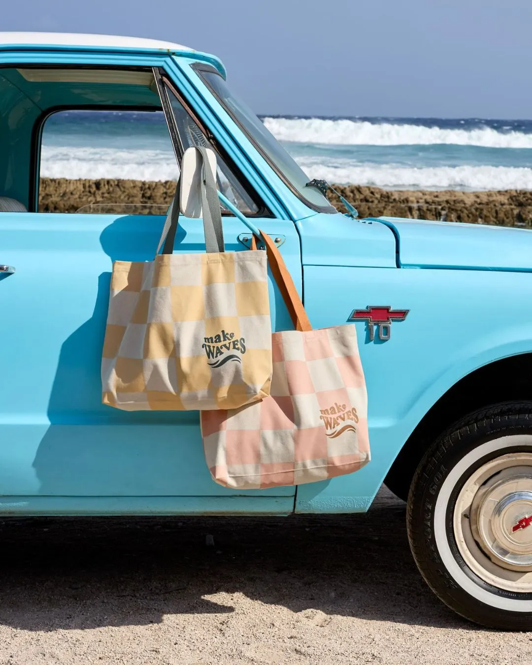 Lassig - torba plażowa w kratę GOTS peach sea salt