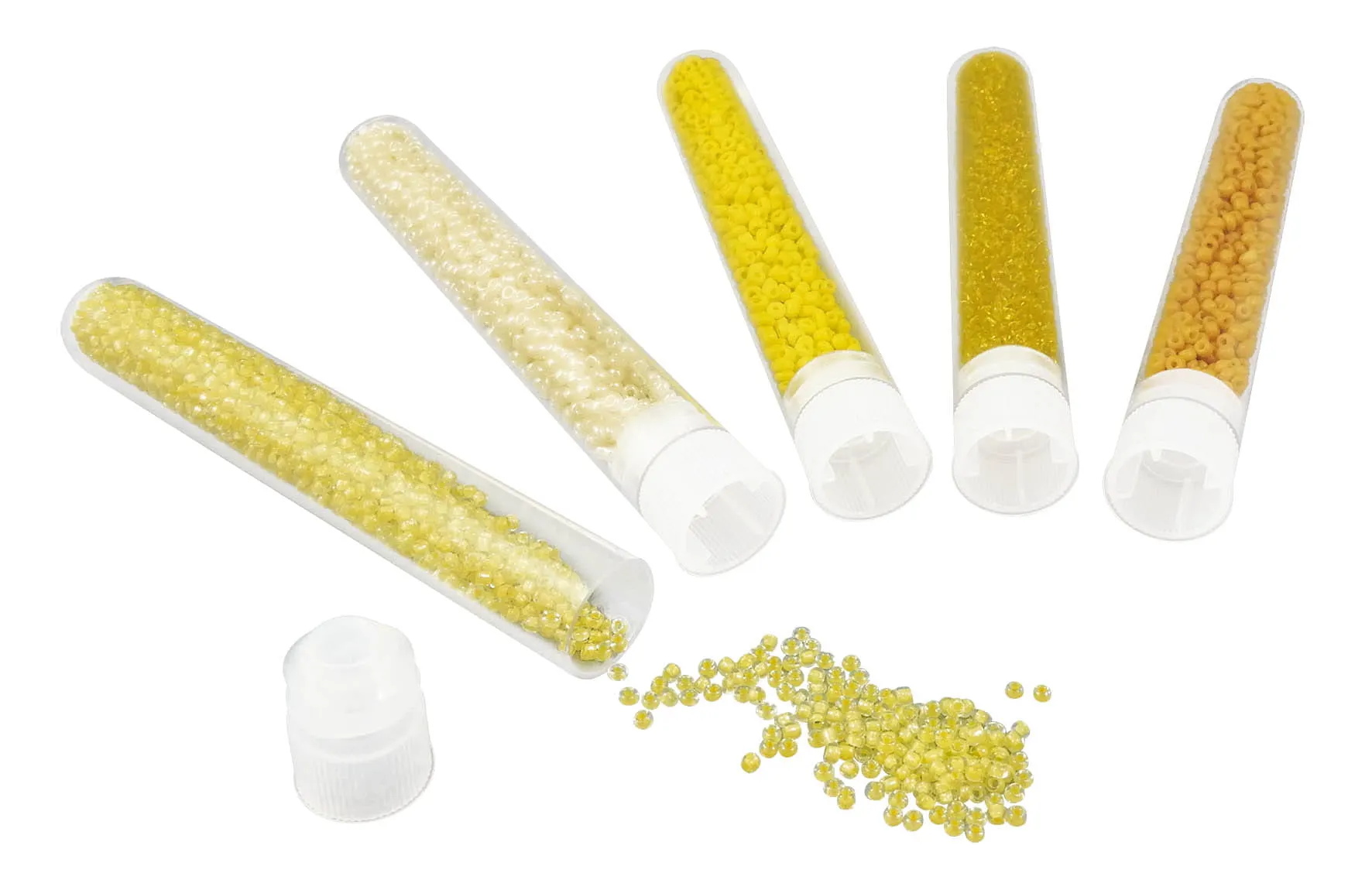 Buki - fiolki z koralikami - odcienie żółte Buki - fiolki z koralikami - odcienie żółte