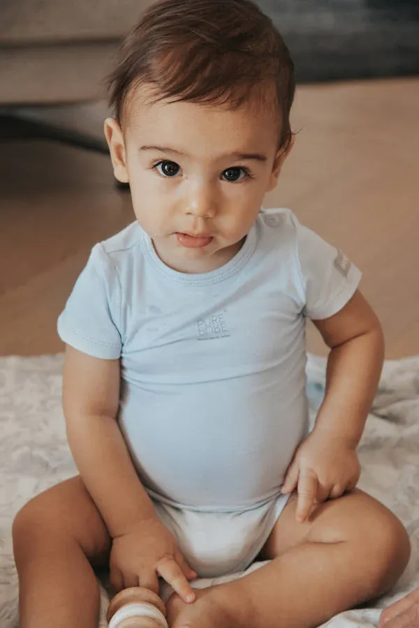 Bamboom - bambusowe body kopertowe z krótkim rękawem niebieskie Bamboom - bambusowe body kopertowe z krótkim rękawem niebieskie