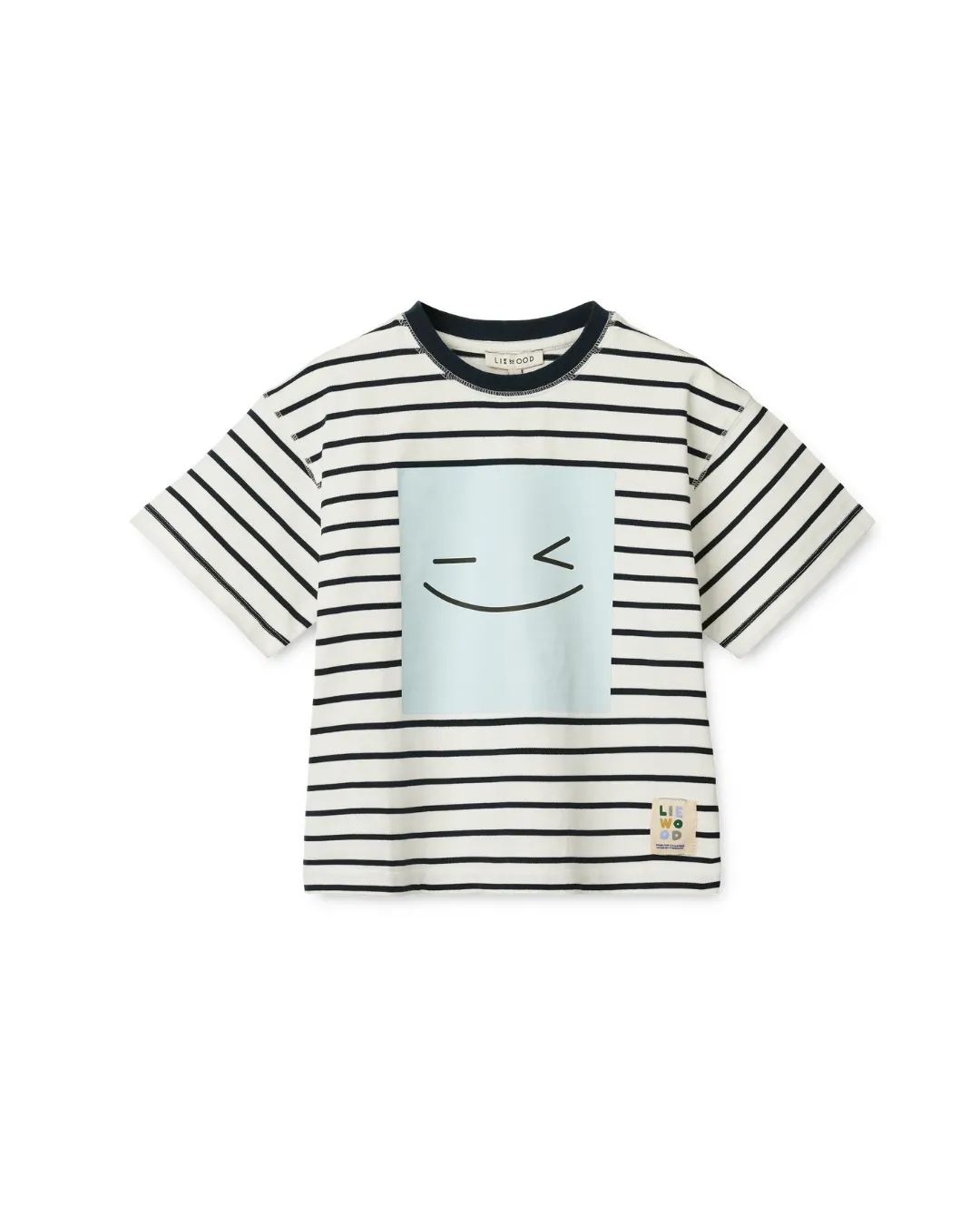 Liewood - koszulka T-shirt z krótkim rękawem w paski Tyler Placement Smiley Stripe classic navy creme de la creme