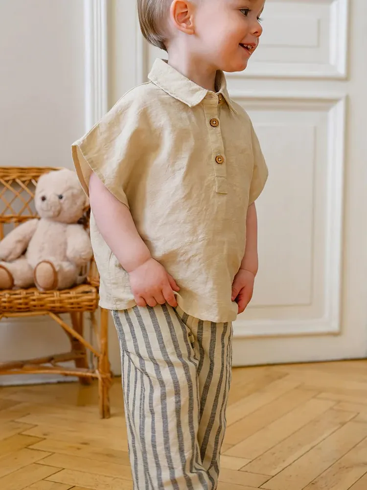 Cam Cam Copenhagen - koszula polo Julian Beige Linen