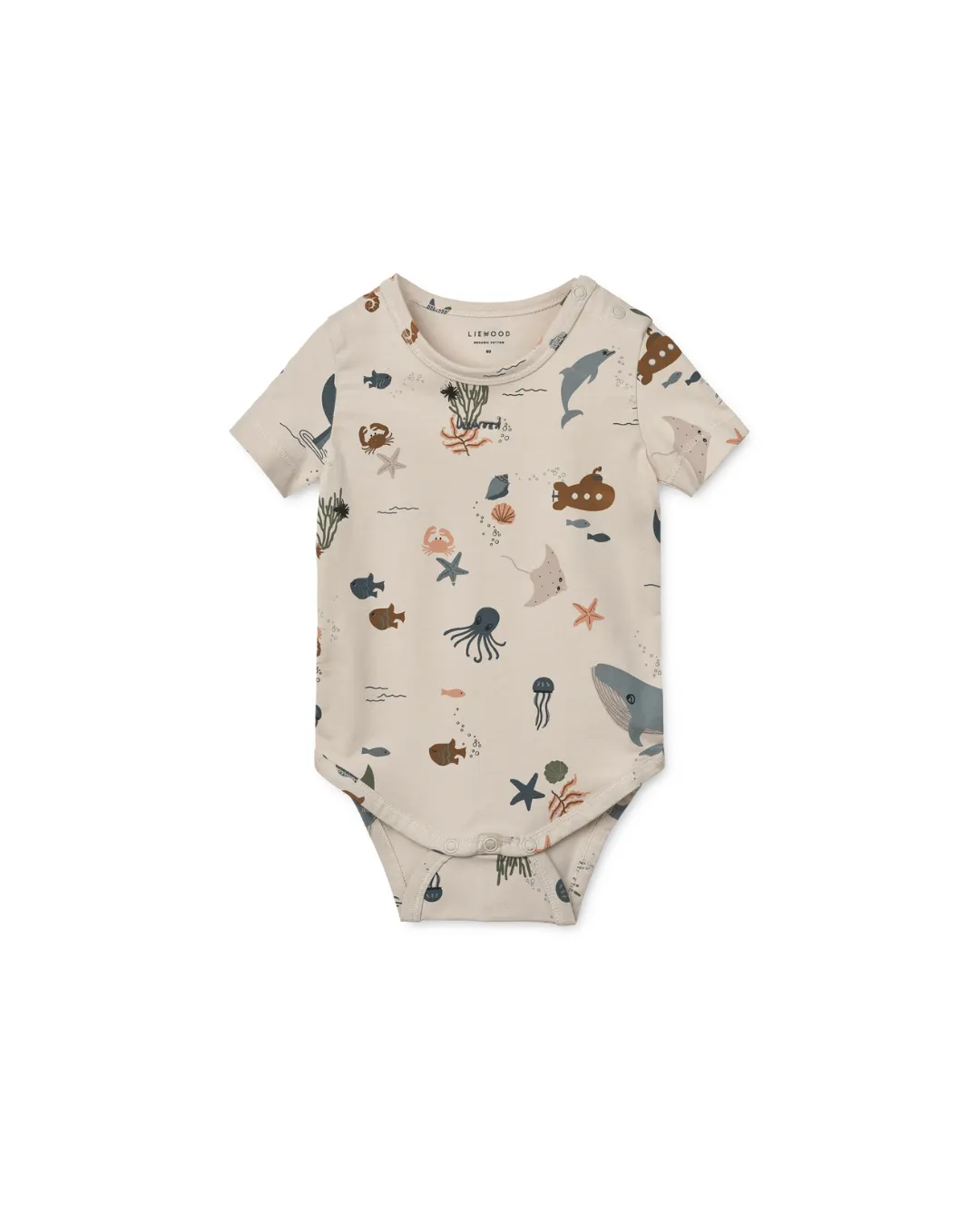 Liewood - body niemowlęce z krótkim rękawem Yanni Baby sea creature sandy