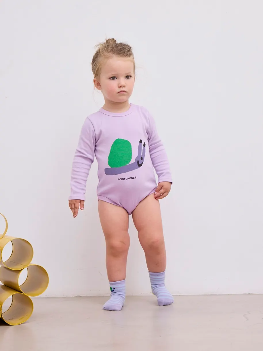 BOBO CHOSES - body niemowlęce Funny Snail z ślimakiem lavender lawendowe