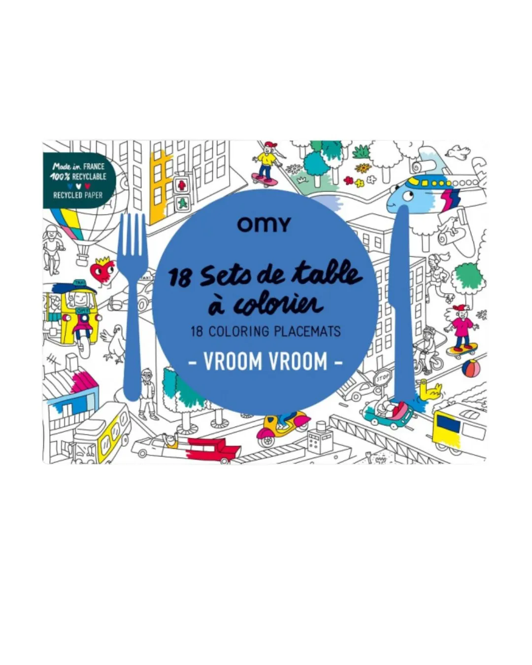 OMY - Podkładki do kolorowania Broom Broom 18 sztuk OMY - Podkładki do kolorowania Broom Broom 18 sztuk