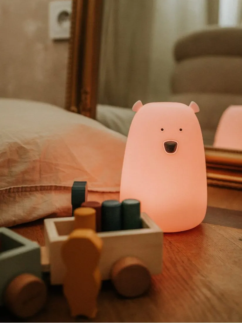 Rabbit & Friends - miś duży lampka silikonowa różowa Rabbit & Friends - miś duży lampka silikonowa różowa